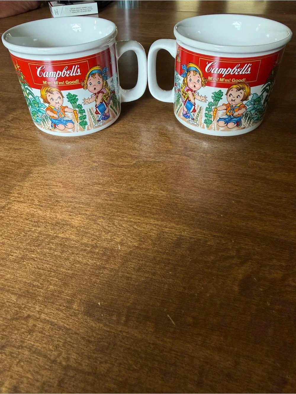 Campbell's Red Kids Illustration Ceramic Mug Pair